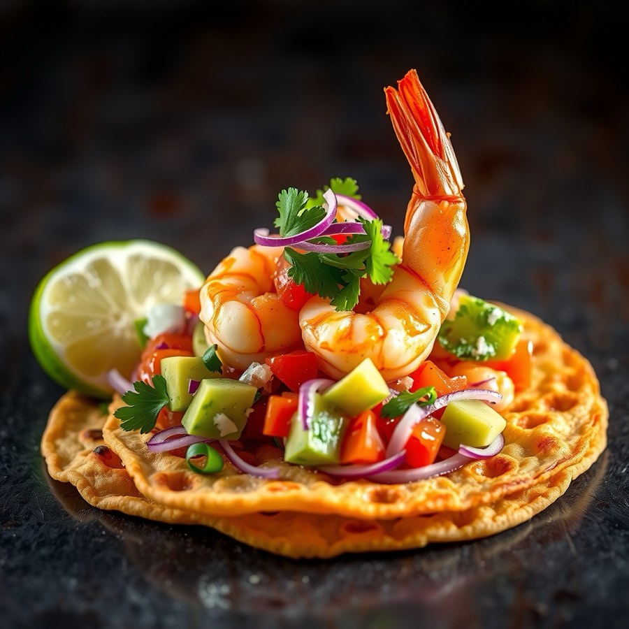 Shrimp ceviche tostada